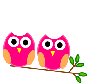 Pink Owls On Branch Clip Art