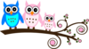 Pink Owl On Branch Clip Art