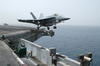 An F/a-18e Super Hornet Assigned To The  Eagles  Of Strike Fighter Squadron One One Five (vfa 115) Launches From The Flight Deck Aboard The Aircraft Carrier Uss Abraham Lincoln (cvn 72). Image