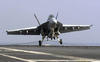 An F/a-18f Super Hornet Makes An Arrested Landing On The Flight Deck Of Uss John C. Stennis (cvn 74). Image