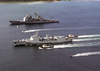 The Guided Missile Cruiser Uss Chancellorsville (cg 62) Leads The People S Liberation Army Navy (plan) Guided Missile Destroyer Shenzhen (ddg 167) Into Apra Harbor, Guam. Image