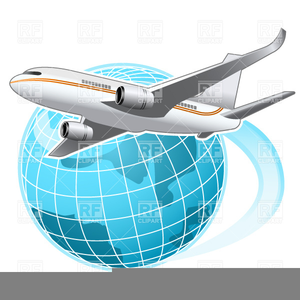 Globe And Airplane Clipart Image