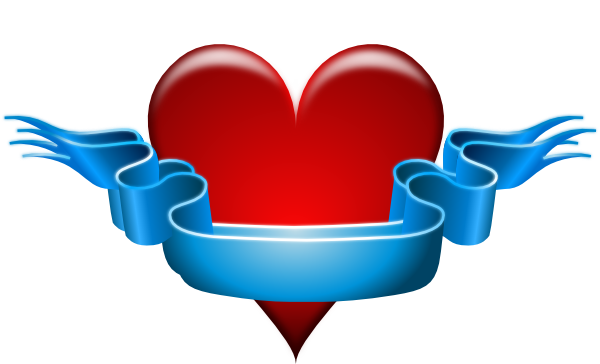 Red Heart With Blank Blue Ribbon Clip Art at Clker.com - vector clip