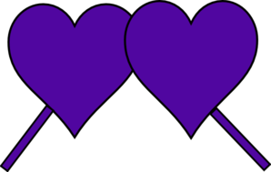 Purple Hearts Down Lines Clip Art