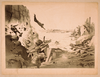 [explosion In Rock Formation With People Running, Man Diving Into Water, And Woman In Water] Image