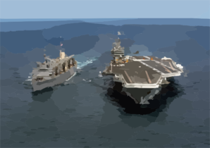 The Nuclear Powered Aircraft Carrier Uss John C. Stennis (cvn 74) Performs An Underway Replenishment (unrep) With The Fast Combat Support Ship Uss Sacramento (aoe 1). Clip Art