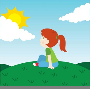 Girl Daydreaming Clipart Image