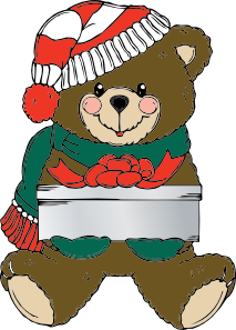 Christmas Bear Wih Present Clip Art