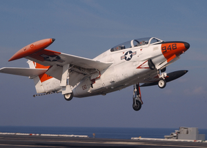 A T-2c Buckeye Assigned To Fixed Wing Training Squadron Nine (vt-9) Performs A Touch And Go On The Flight Deck Of Uss Harry S. Truman (cvn 75). Image