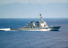 Uss Mahan (ddg 72) Steams Alongside George Washington While At Sea During A Regularly Scheduled Six-month Deployment Image