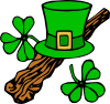Hat And Clovers Clip Art