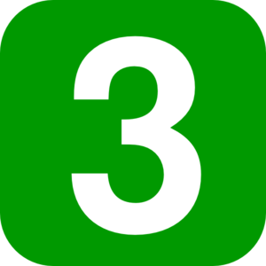 Number Three Green Square Rounded Edge Clip Art