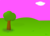 Pink Background Landscape - No Shadow Clip Art