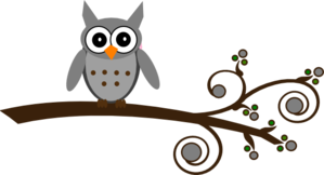 Grey Owl On Branch Clip Art
