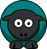 Sheep Looking Straight Dark Teal Clip Art