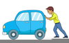 Clipart Man Pushing Bus Image