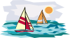 Two Sailboats In Sunset Clip Art