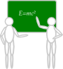 Two People Near Blackboard Clip Art