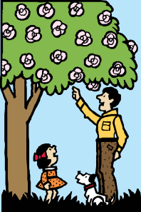 Father And Daughter Under Tree Clip Art