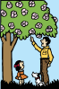 Father And Daughter Under Tree Clip Art