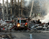 A Lone Fire Engine At The Crime Scene In Manhattan Where The World Trade Center Collapsed Following The Sept. 11 Terrorist Attack. Image