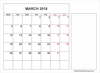 Printable March Calendar Notes Full Image