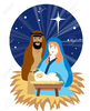 B W Nativity Clipart Image