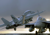 A F-14d Tomcat Assigned To The  Bounty Hunters  Of Fighter Squadron Two (vf-2) Launches From The Aircraft Carrier Uss Constellation (cv 64) For An Evening Training Flight. Image