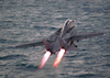 An F-14 Tomcat Assigned To The Checkmates Of Fighter Squadron Two One One (vf-211) Launches From The Flight Deck. Image