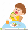 Kid Eating Breakfast Clipart Image