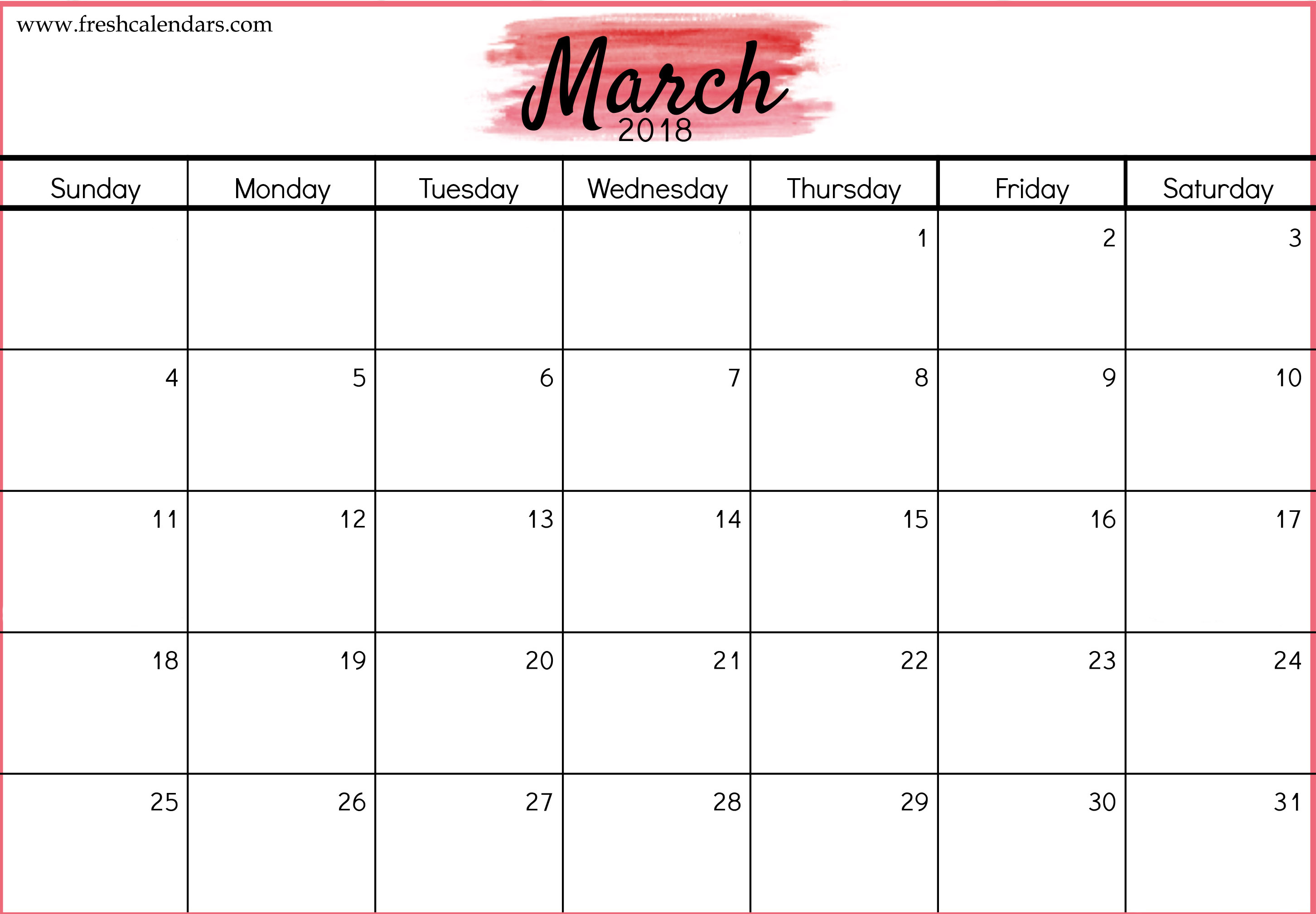 March Calendar - FREE DOWNLOAD