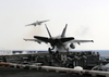 An F/a-18c Hornet From The  Hunters  Of Strike Fighter Squadron Two Zero One (vfa-201) Launches From The Flight Deck Of Uss Theodore Roosevelt (cvn 71) Image