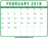 February Calendar Green Template Download Pdf Word Image