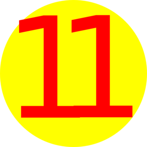 Yellow, Round, With Number 11 Clip Art