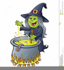 Witch Stirring Cauldron Clipart Image