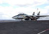 An F-14b Tomcat Assigned To The  Jolly Rogers  Of Fighter Squadron One Zero Three (vf-103) Launches From The Number One Catapult During The Flight Operations Aboard John F. Kennedy (cv 67). Image