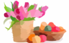 Pink Tulips In Basket Colorful Easter Eggs X Wide Wallpapers Net Clip Art