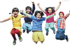 Happy Little Kids Jumping And Dancing Image