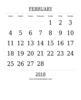 Free Printable Template February Calendar Bold Style Image
