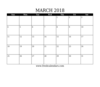 Simple And Strong March Calendar Printable Template Image