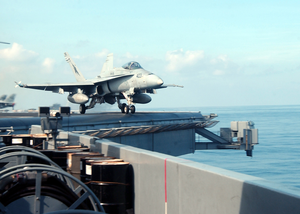 F/a-18c Hornet Launches From Uss Lincoln Image