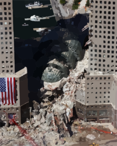 An Aerial View Shows Only A Small Portion Of The Crime Scene Where The World Trade Center Collapsed Following The Sept. 11 Terrorist Attack Clip Art