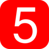 Red, Rounded, Square With Number 5 Clip Art