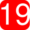 Red, Rounded, Square With Number 19 Clip Art