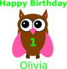 Pink Owl Olivia Birthday Clip Art