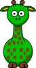 Green Giraffe With 19 Dots Clip Art