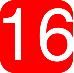 Red, Rounded, Square With Number 16 Clip Art