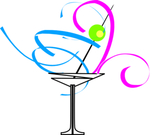 Martini Glass Blue Pink Clip Art