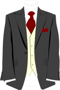 Grey Suit Burgundy Tie Clip Art