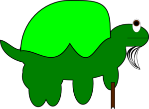 Old Tortoise With Stick Clip Art